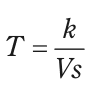 T=k/(Vs) を表す式