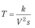 T=k/(V²s) を表す式
