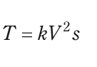 T=kV²s を表す式