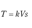 T=kVs を表す式