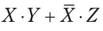 X·Y＋X̄·Z を表す論理式（Xに上線の否定）