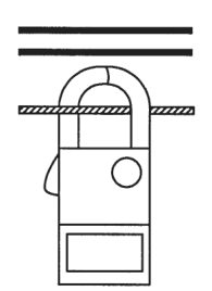 横に並ぶ3本の電線のうち、黒い電線2本はクランプの外の上方にあり、中性線1本だけがクランプの輪の中を通る