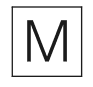 四角の中にMの字がある図記号
