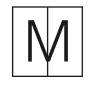 四角の中にMの字があり，四角の中央に縦線が1本ある図記号