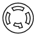 二重の円の中に,円弧状の刃受4つがあり,下の1つは端が外へ折れ曲がった形