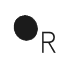 黒く塗りつぶした円の右下にRの字
