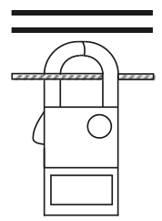 横に並ぶ3本の電線のうち，黒い電線2本はクランプの外の上方にあり，中性線1本だけがクランプの輪の中を通る