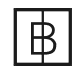 正方形の中にBの字があり,縦線1本がBに重なって正方形を左右に分ける図記号